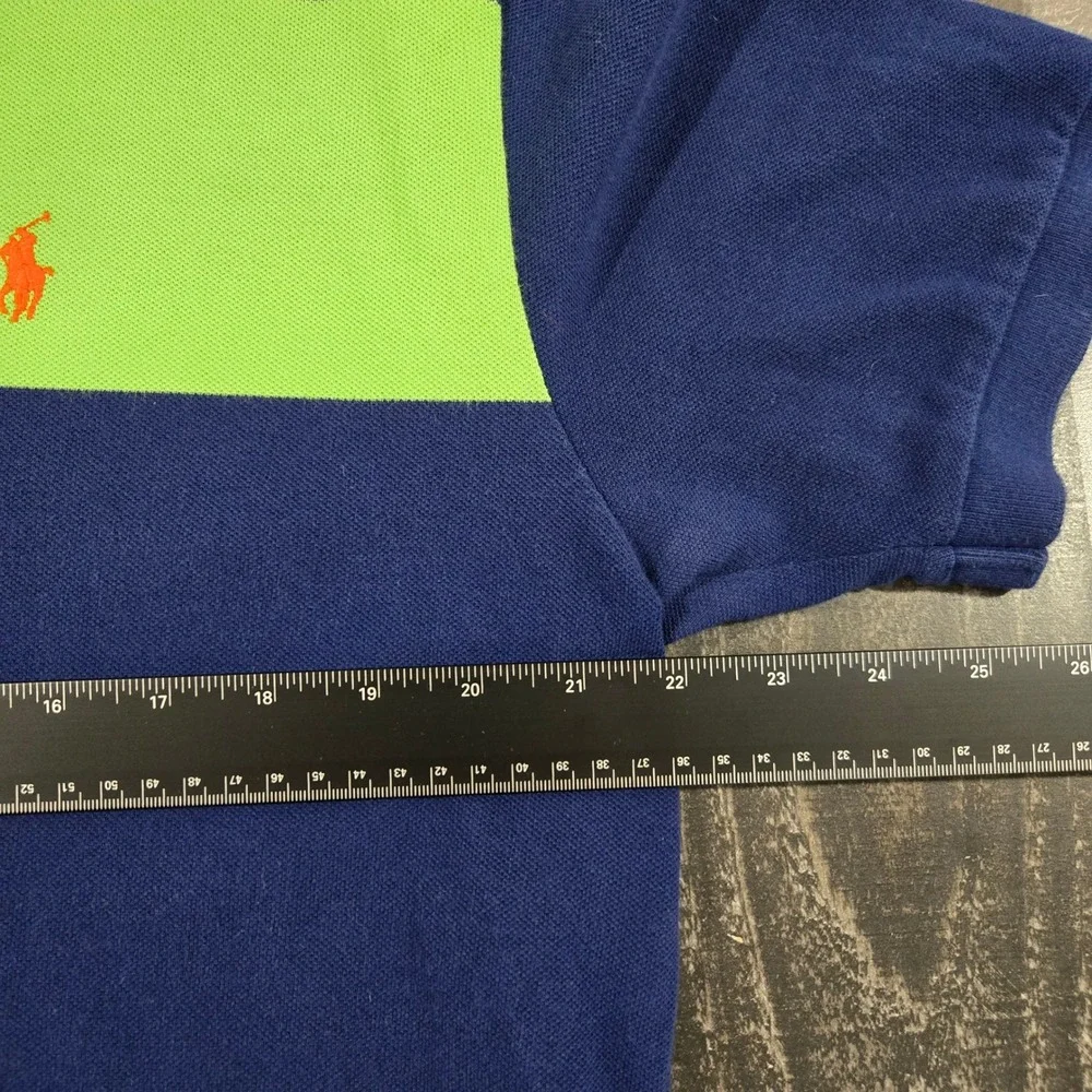 Vintage Polo Ralph Lauren Multi Colorblock Striped Mesh Polo Shirt Men's L Neon